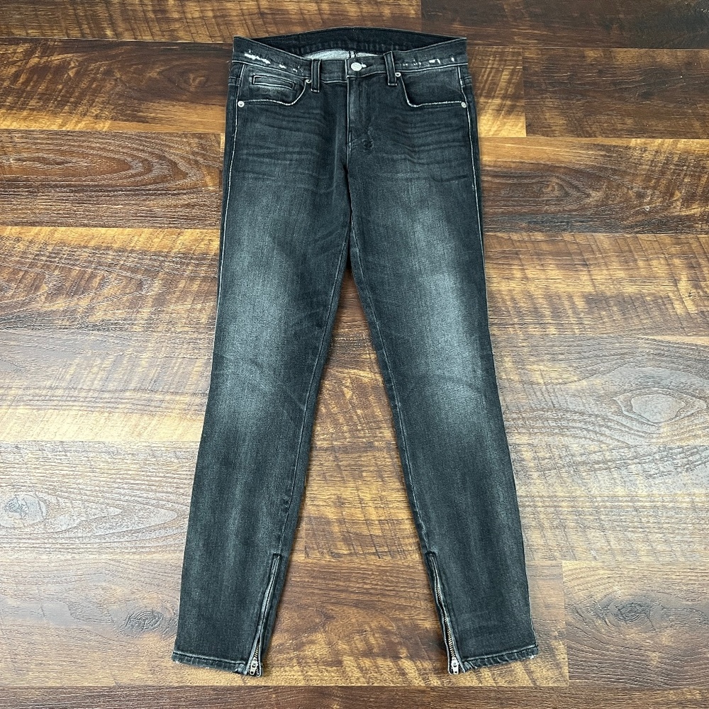 Ksubi Black Washed Skinny Zip Ankle Mid Rise Women's Denim Jeans Pants